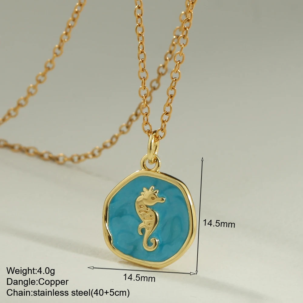 Bohemian Enamel Moon & Star Necklace