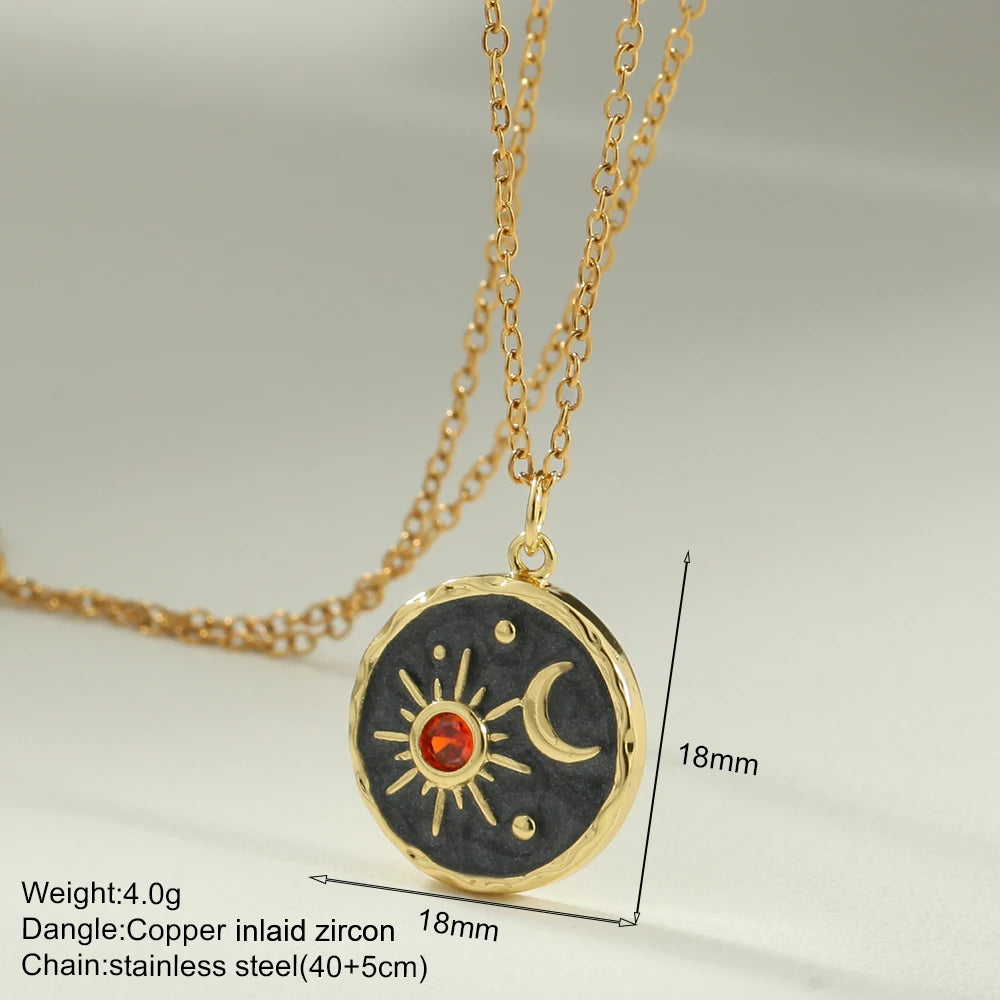 Bohemian Enamel Moon & Star Necklace