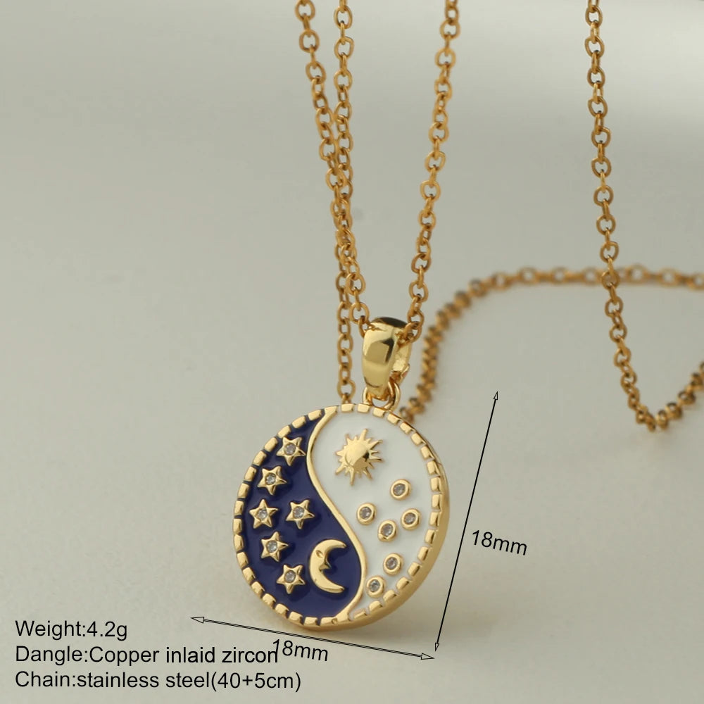 Bohemian Enamel Moon & Star Necklace