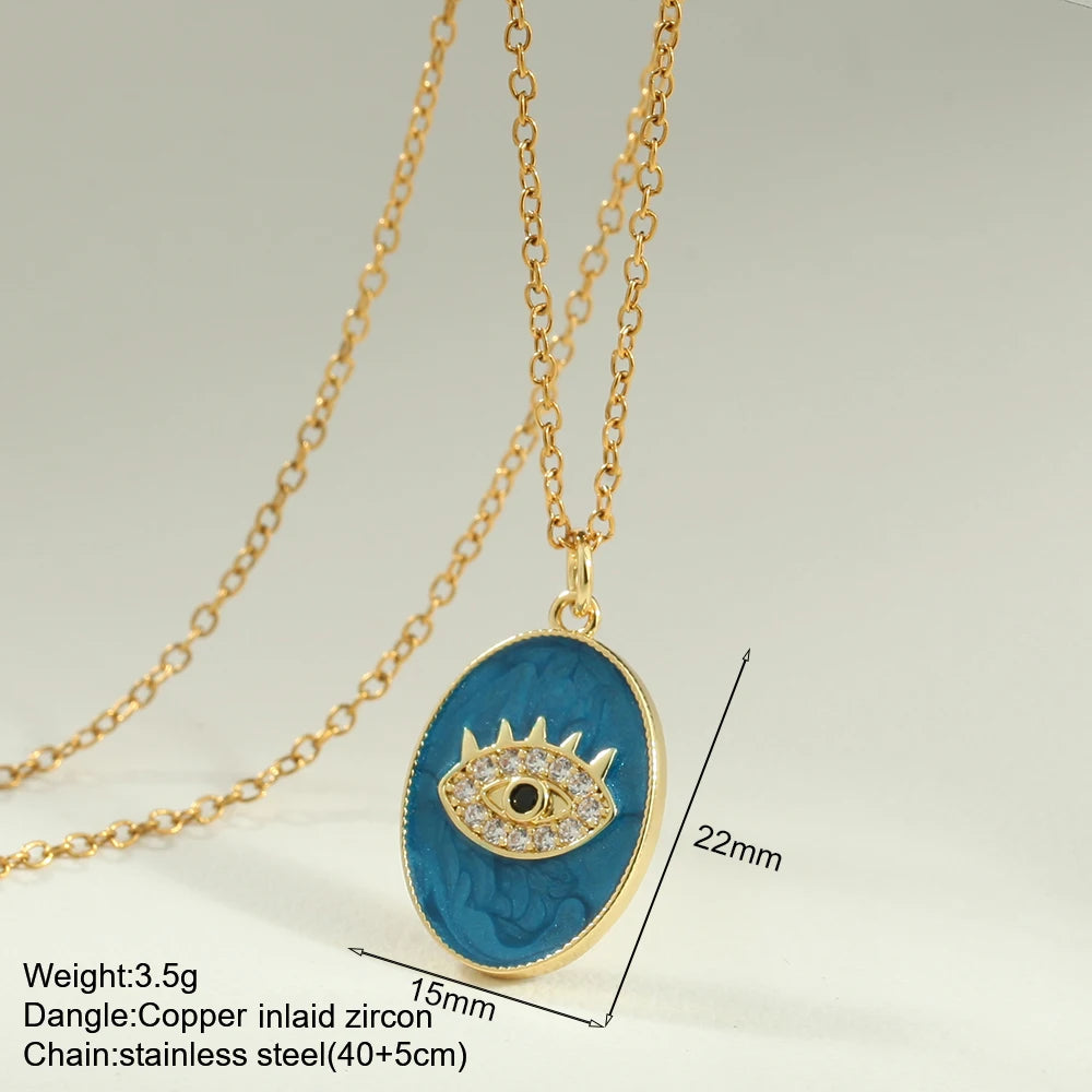 Bohemian Enamel Moon & Star Necklace