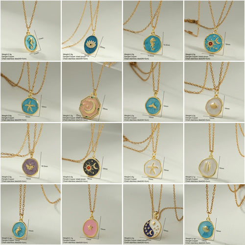 Bohemian Enamel Moon & Star Necklace