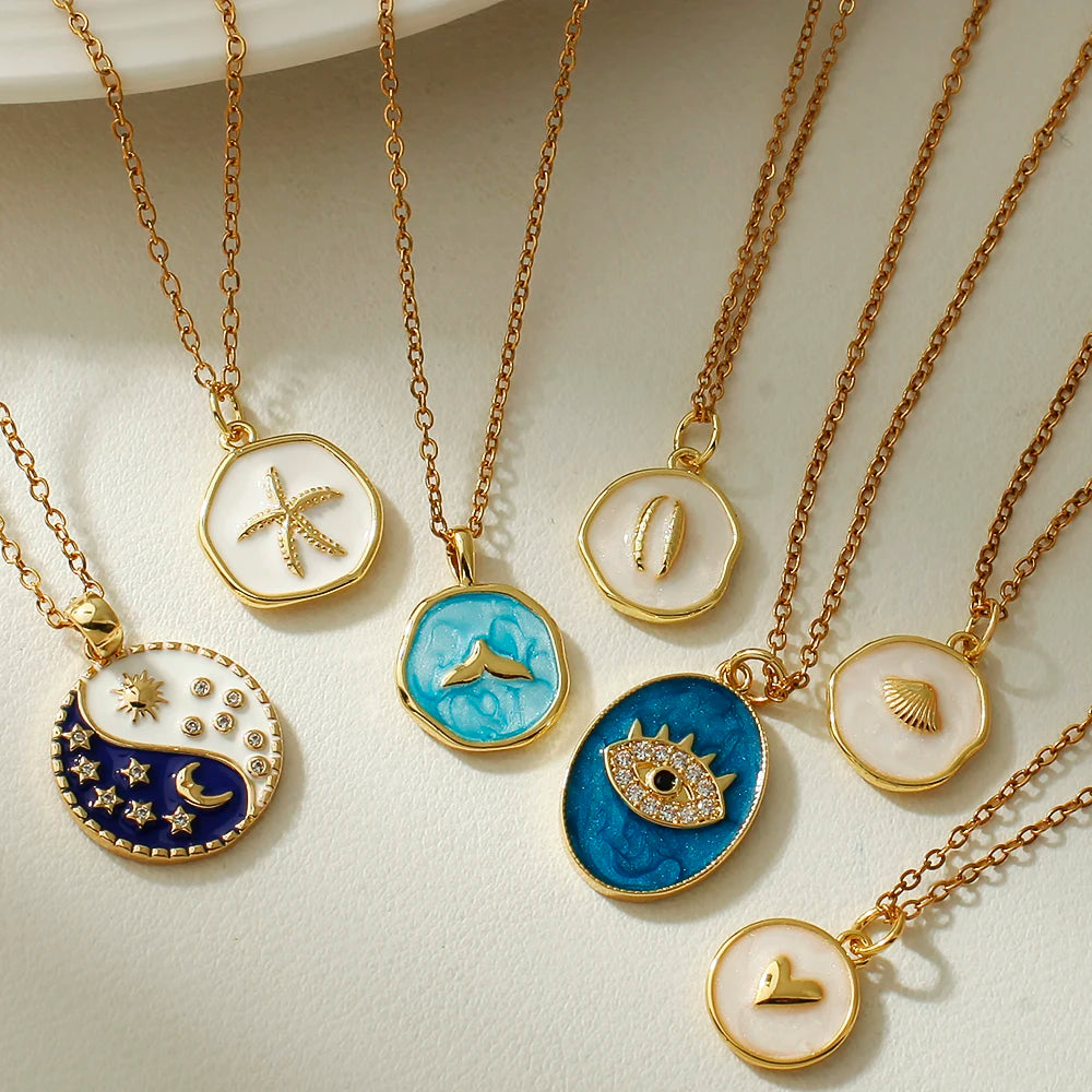 Bohemian Enamel Moon & Star Necklace